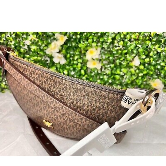 Michael Kors Reversible Leather Fanny Pack Belt Bag S/M Brown Gold AUTHENTIC NEW - Picture 8 of 14